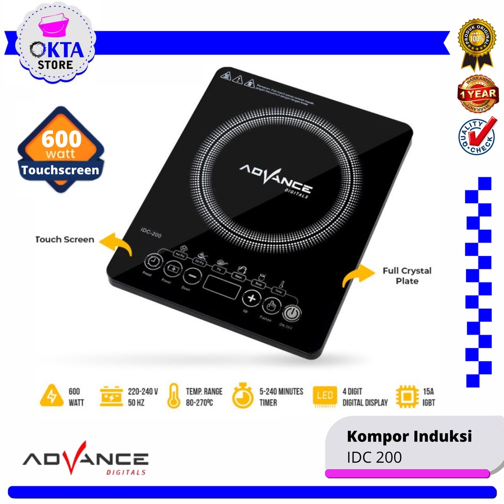 Advance Kompor Induksi Listrik Touchscreen IDC 200 Low Watt IDC 300