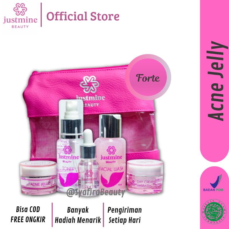 JUSTMINE Glowing Beauty Skincare Bpom Paket Glowing Acne Jelly Acne More Removespots | Skin care-Acne Jelly Forte