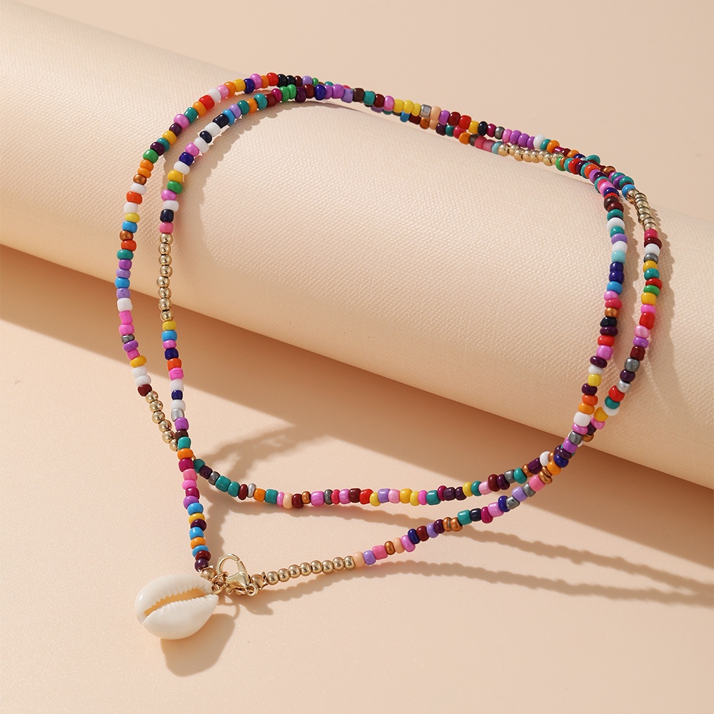 YEEZII Bohemian Fashion Colorful Beads Necklace Shell Pendant Chain Women Jewelry Accessories