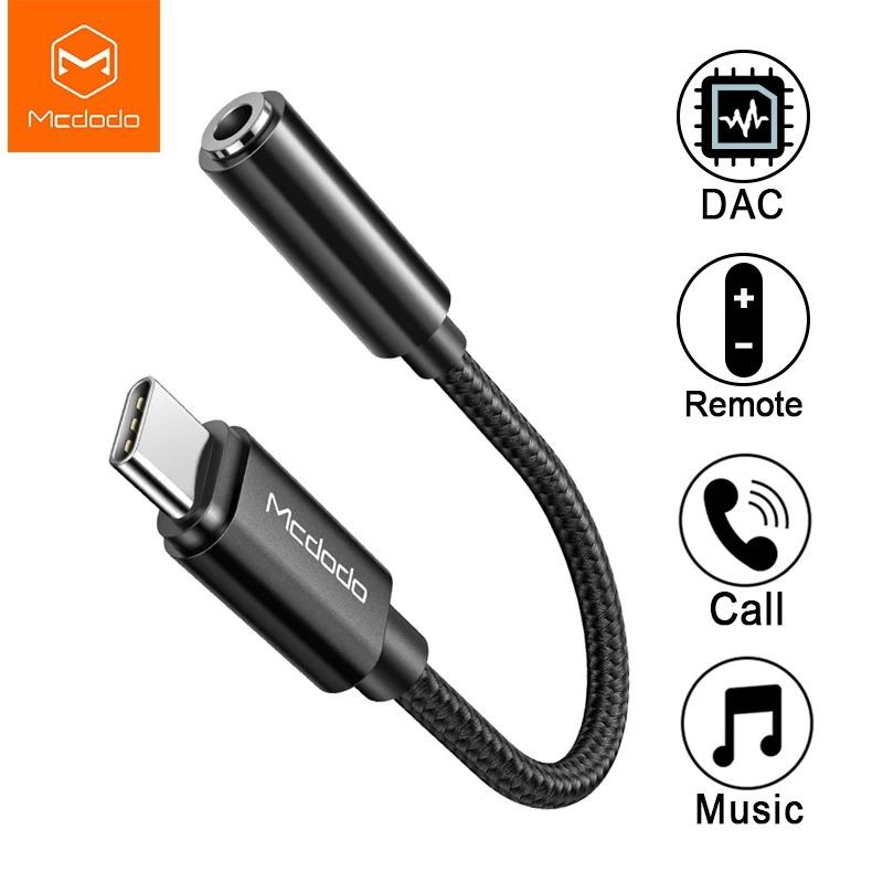 Mcdodo HiFi DAC Audio Converter Cable Type C to Aux 3.5mm Samsung Macbook iPad Pro Huawei Call&amp;Music