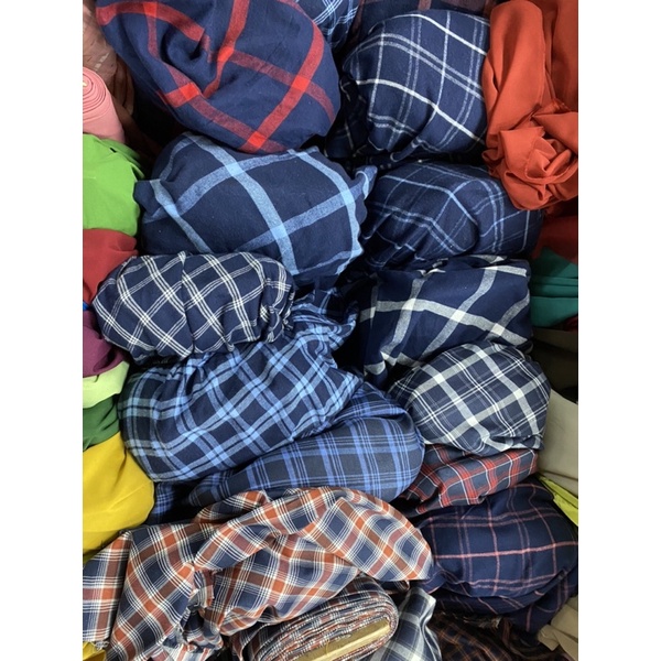Katun Kotak Kain Flanel Bahan Kemeja Blus Rok