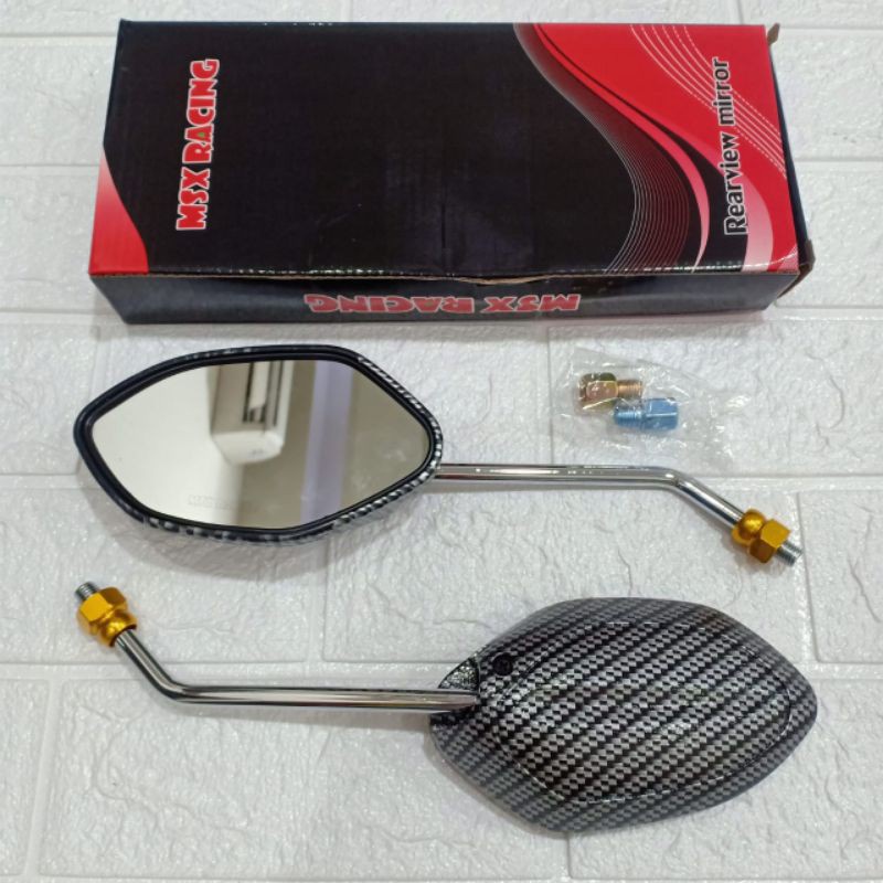 Spion Karbon Model Beat Tangkai Crome Drat Honda &amp; Yamaha