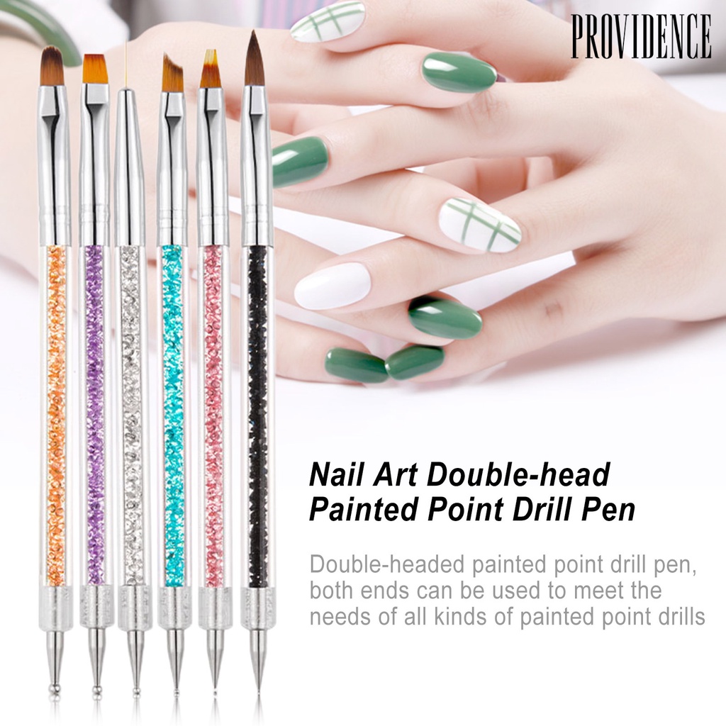 Providence 6Pcs/Set Nail Pen Wide Application Easy to Use Nylon Wool Nail Art Double-head Painted Point Drill Pen Set for Salon