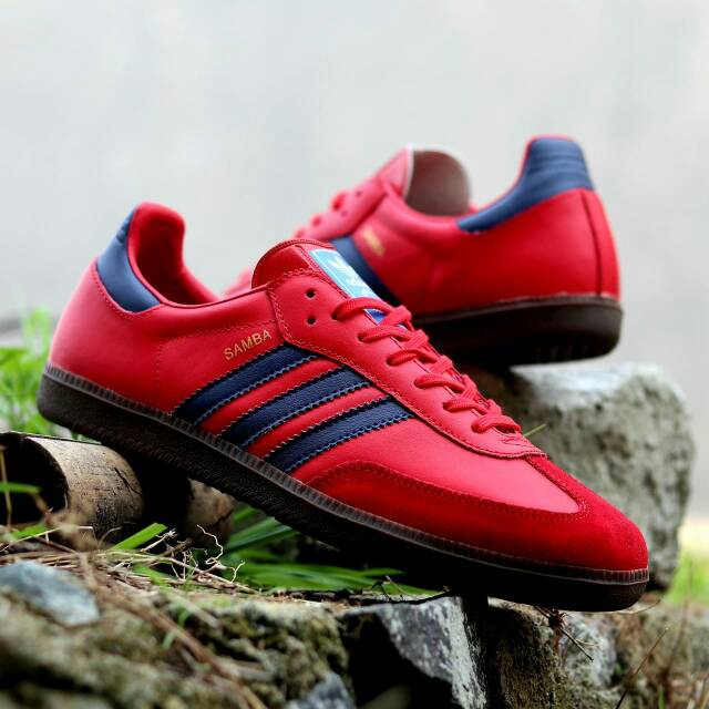 red and white adidas samba