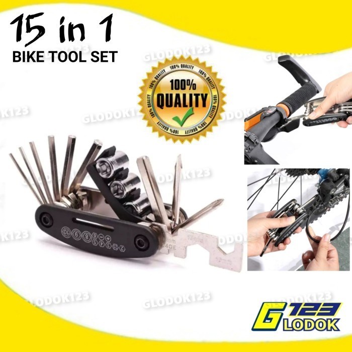 Bike Tool Kit Alat Perlengkapan Sepeda Kunci Hex Tambal Pompa Ban Set