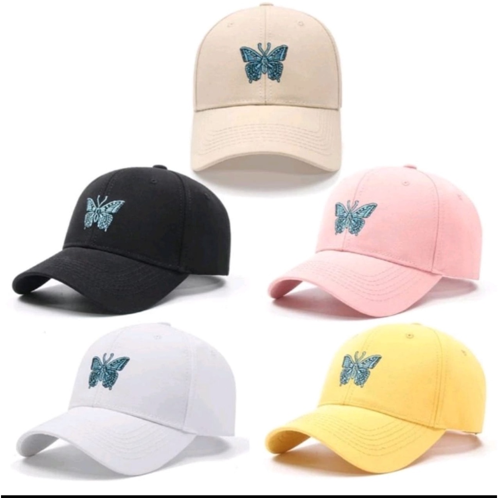 topi Baseball Cap Butterfly Bordir Cute Wanita Dewasa