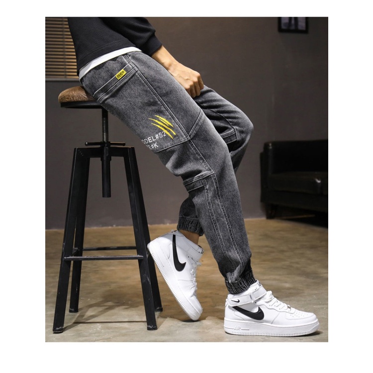 CELANA JEANS PRIA FASHION,CELANA JEANS HITAM,CELANA NORMAL STYLE,2022 TERBARU CELANA HIP-HOP