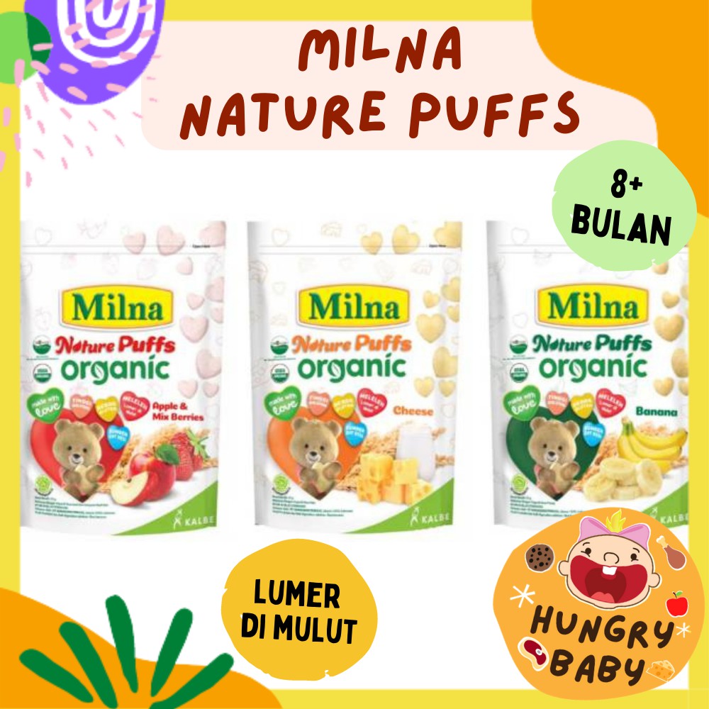 Milna Nature Puff Organic 15 gram / Milna Puff Organik 15 g / Snack Cemilan Bayi 8 bulan+