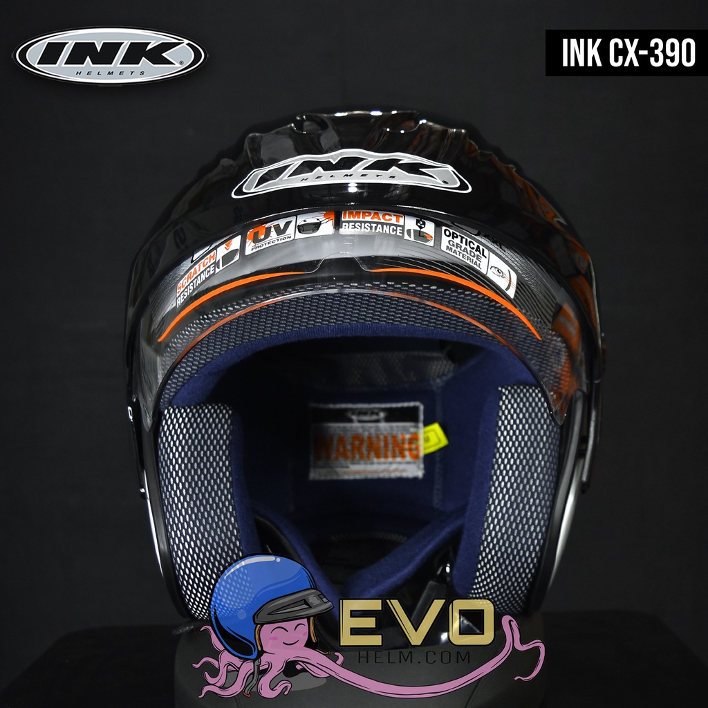 HELM INK CX390 WHITE SOLID ORIGINAL - HELM INK CX 390 INK BATMAN INK MALANG INK TOPI ORIGINAL