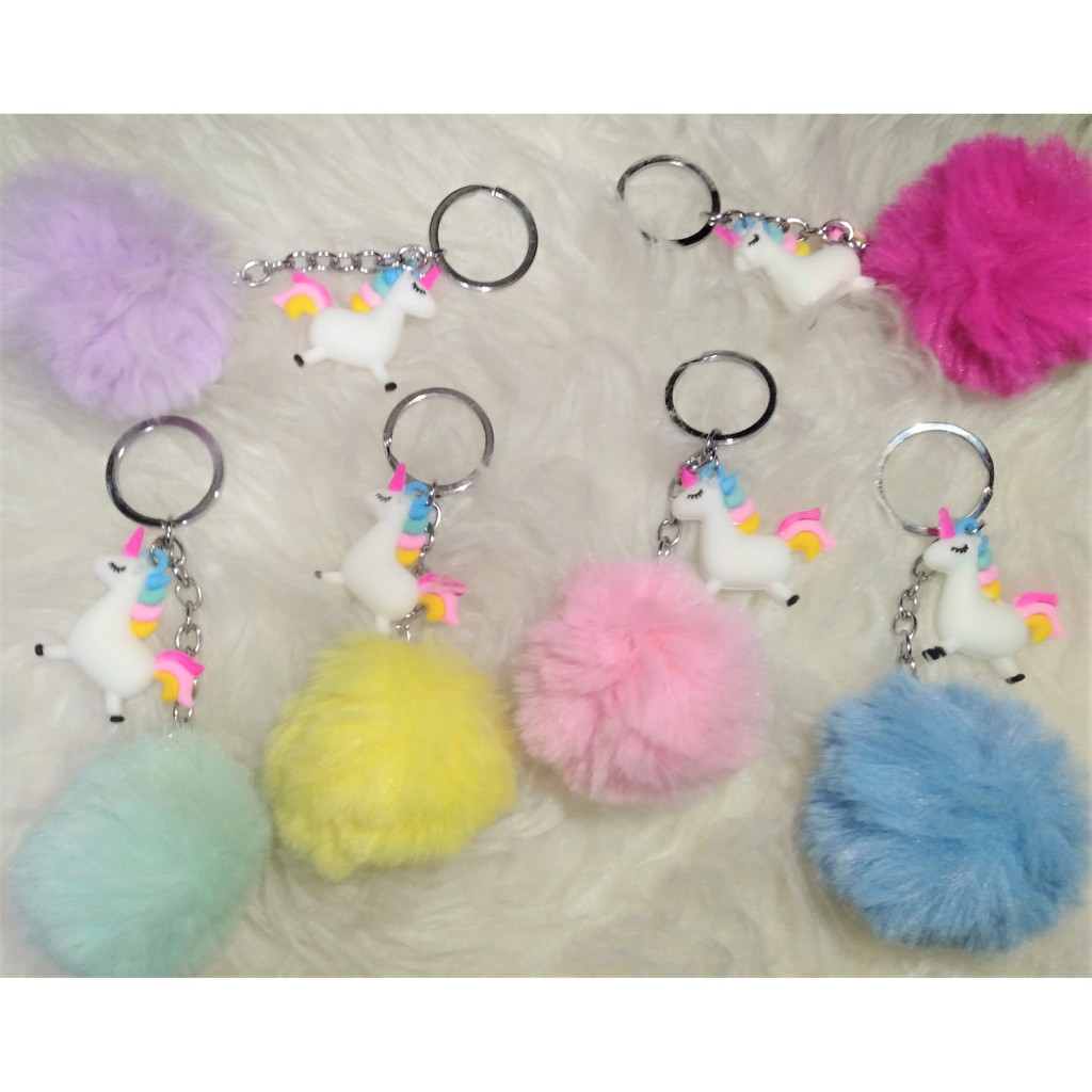 GK08 Gantungan Kunci Unicorn/Boneka Pompom 9cm