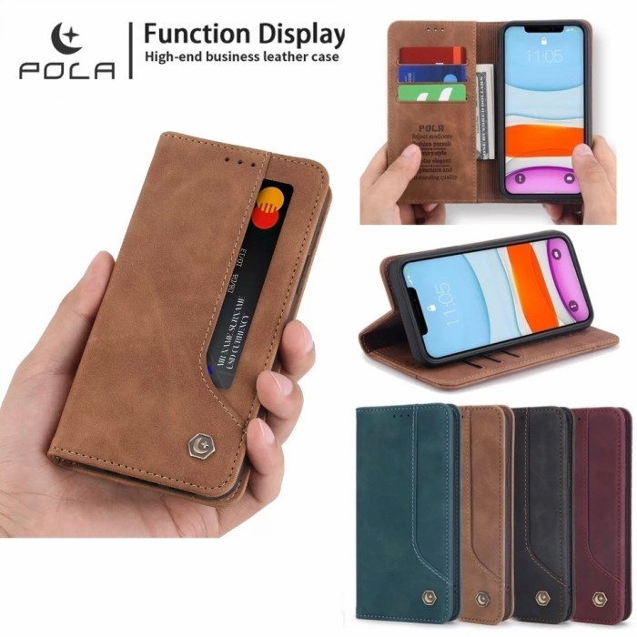 OPPO A16E / A17 / A17K / A55 / A54 / A53 / A33 LEATHER CASE MAGNET FLIP COVER WALLET POLA SARUNG HP 