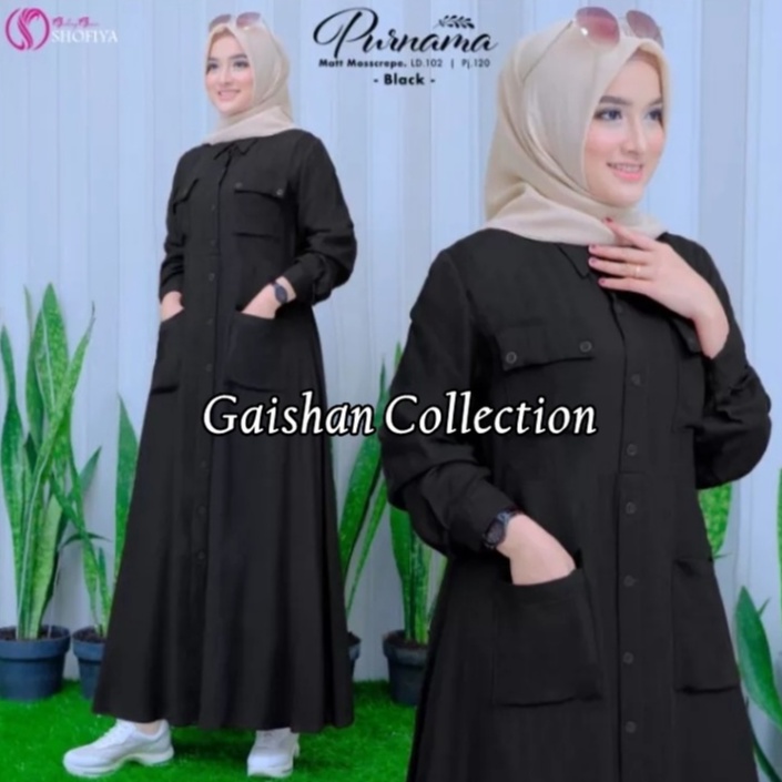 GAMIS MIDI DRESS PURNAMA BAJU TREND MASAKINI BAHAN KAIN CRINKLE AIRFLOW Gamis Model Terbaru buat Leb