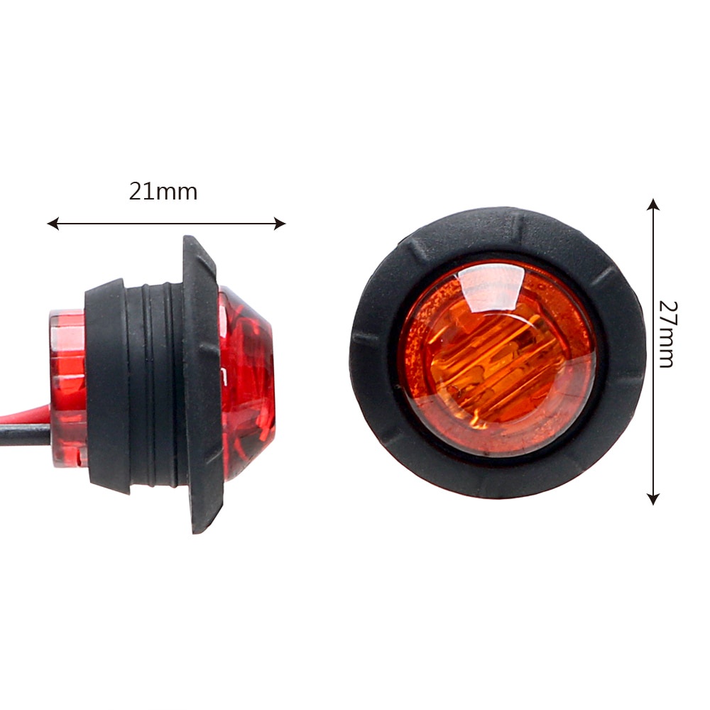 1 PC 12V 24V 3 LED 3/4 &quot;Lampu Bulat Trailer Side Marker Lampu Kuning Putih Merah untuk Truk Izin Lampu Truk Lampu Sein