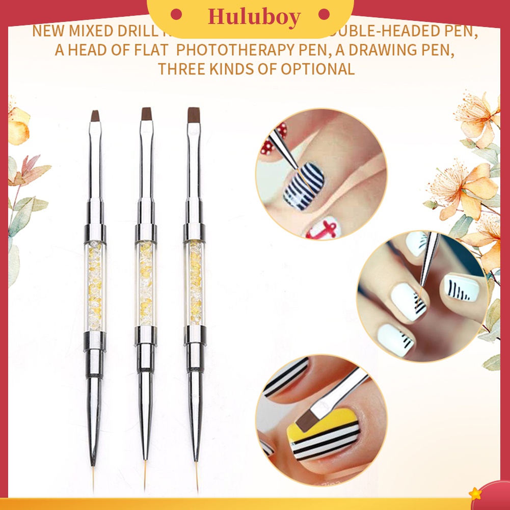 Huluboy Huluboy♡ Pen Brush Nail Art UV Gel Gagang Berlian Imitasi Untuk Manicure