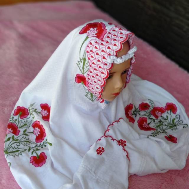 Mukena lajuran anak bordir