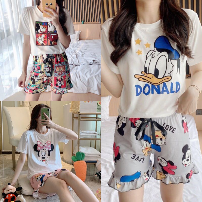 Set Baju Tidur Import / Setelan celana pendek wanita (HP104)