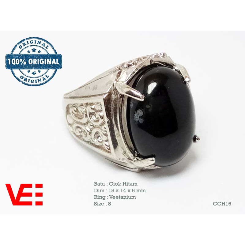 VeE Cincin Pria Batu Giok Hitam - Batu Akik CGH16