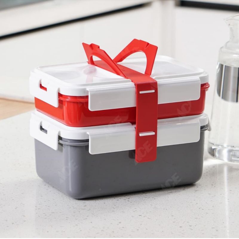 ACE HARDWARE Komax Lunchmate Set Tempat Makan Kotak Makan Tingkat 2 Pcs SQUARE 700ML