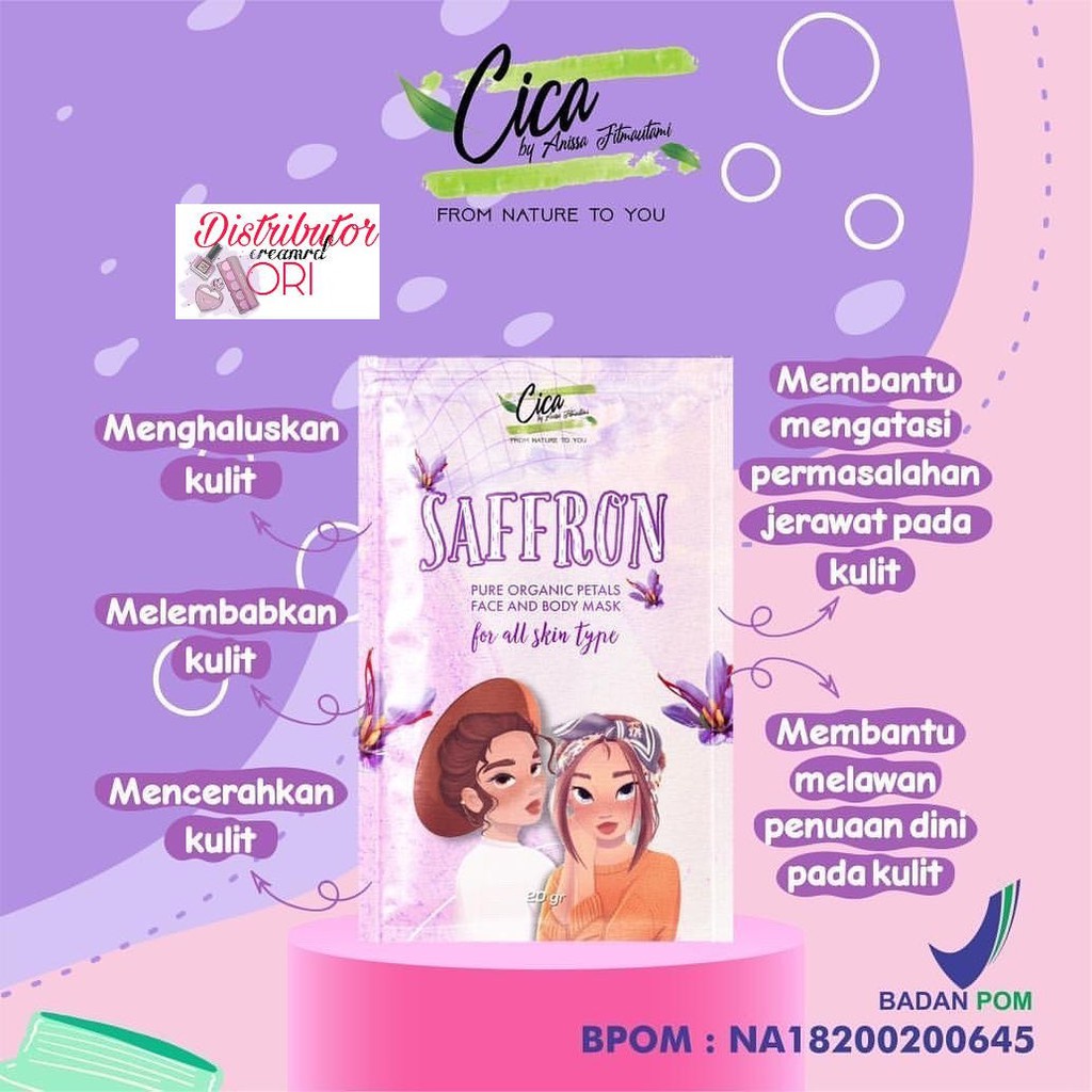BPOM SAFFRON MASK ORGANIC WITH CENTELLA 20gr by cicanature (cica nature) original