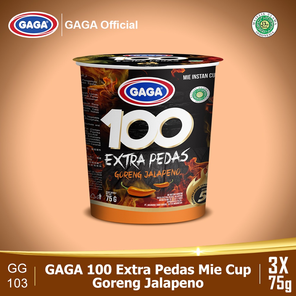 

[PM] GAGA 100 Cup Extra Pedas Goreng Jalapeno 85g 3 PCS (GG103)