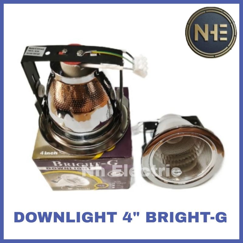 Downlight 4 Inchi Silver Bright-G - Rumah Lampu 4 Inchi Stanliess Bright-G - Downlight 4&quot; Chrome Bright-G