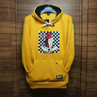 Skymo Jaket  Hoodie Murah Premium Pria Terbaru Catur  Kuning 