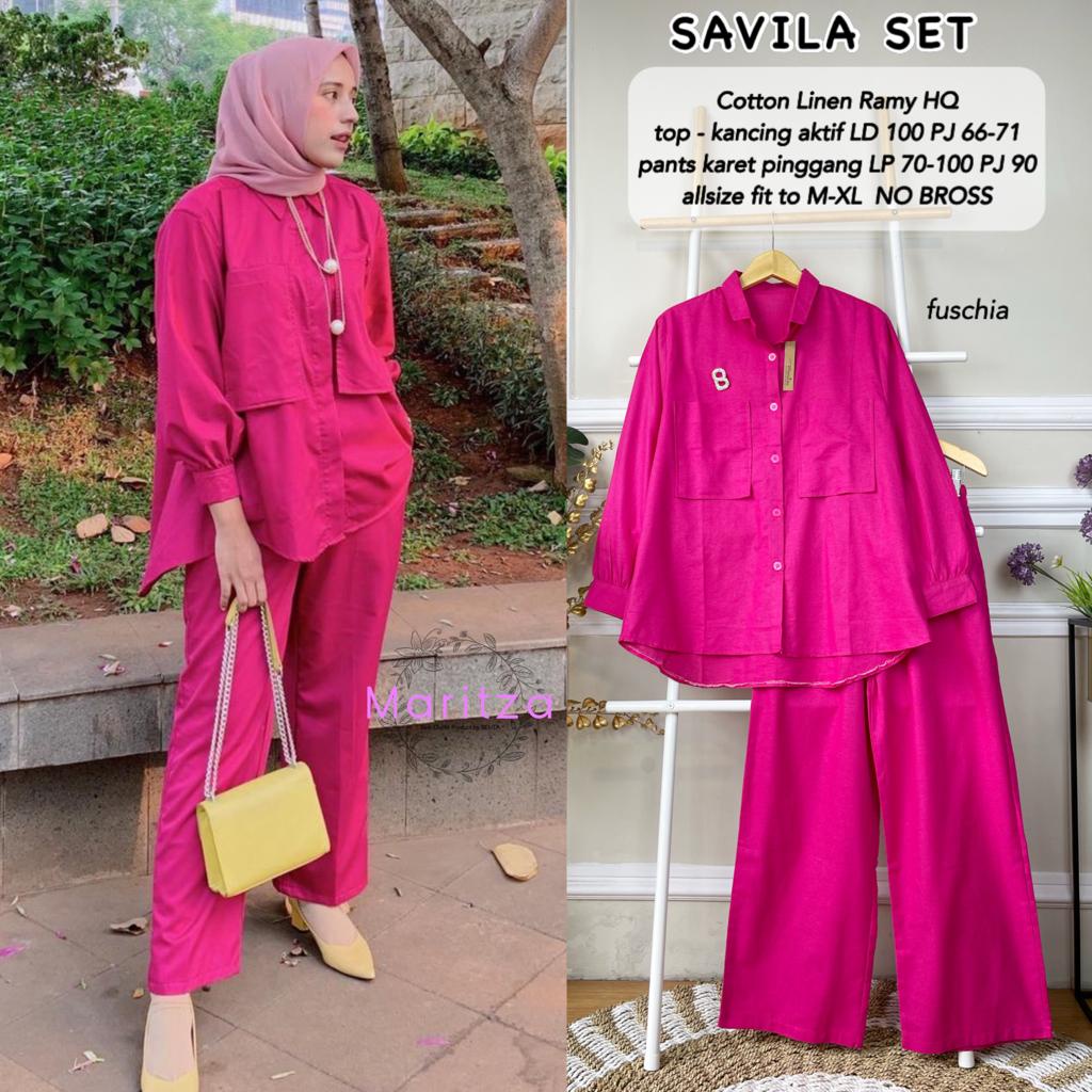 Diana set / Savila set Setelan Wanita Atasan dan Celana linen rami gbm