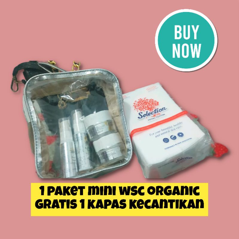 wsc organic READY paket cream whitening glow,acne,kebal(susah putih) khusus hari ini gratis kapas ke
