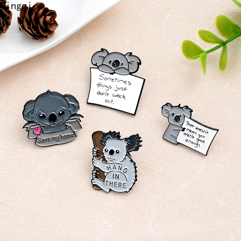 Bros Pin Enamel Desain Kartun Hewan Koala Beruang Untuk Hadiah Teman