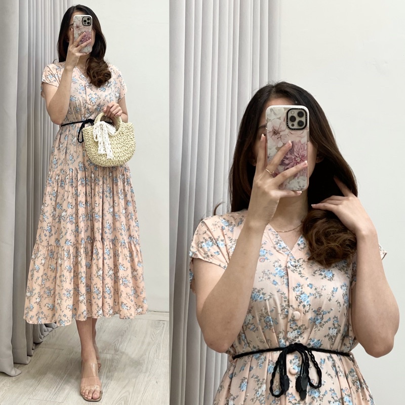 Amariel Malibu Home Dress - Daster Nyaman Adem-Mlb: Peachy Bouquet