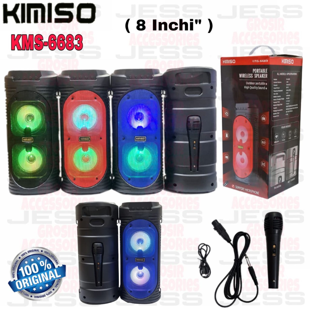 Speaker Microphone Bluetooth KIMISO KMS-6683 LED Karaoke Portable Wireless Stereo KMS 6683 + Mic