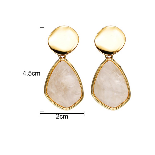 LRC Anting Tusuk Fashion Gold Sequined Acrylic Earrings D19404