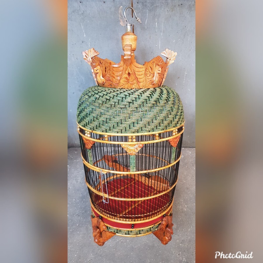 Sangkar perkutut rajut mahkota ukir hj