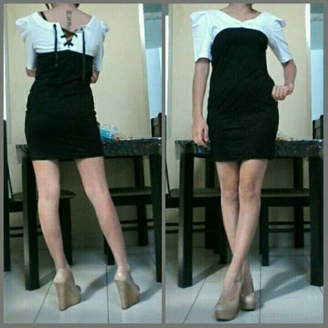 Dress mini hitam putih
