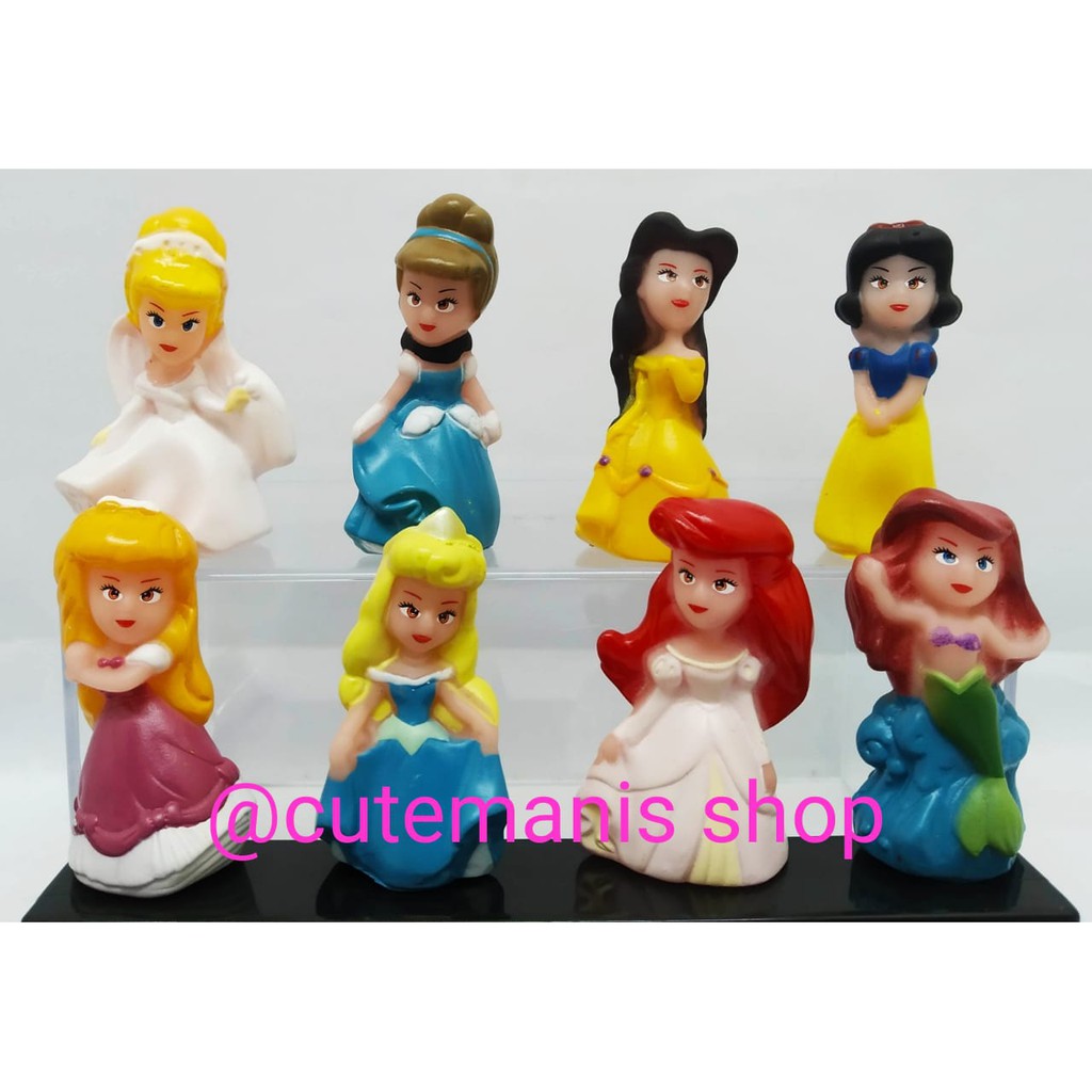 Figure Disney Princess Karet Set Isi 8/ Topper Cake/Mainan