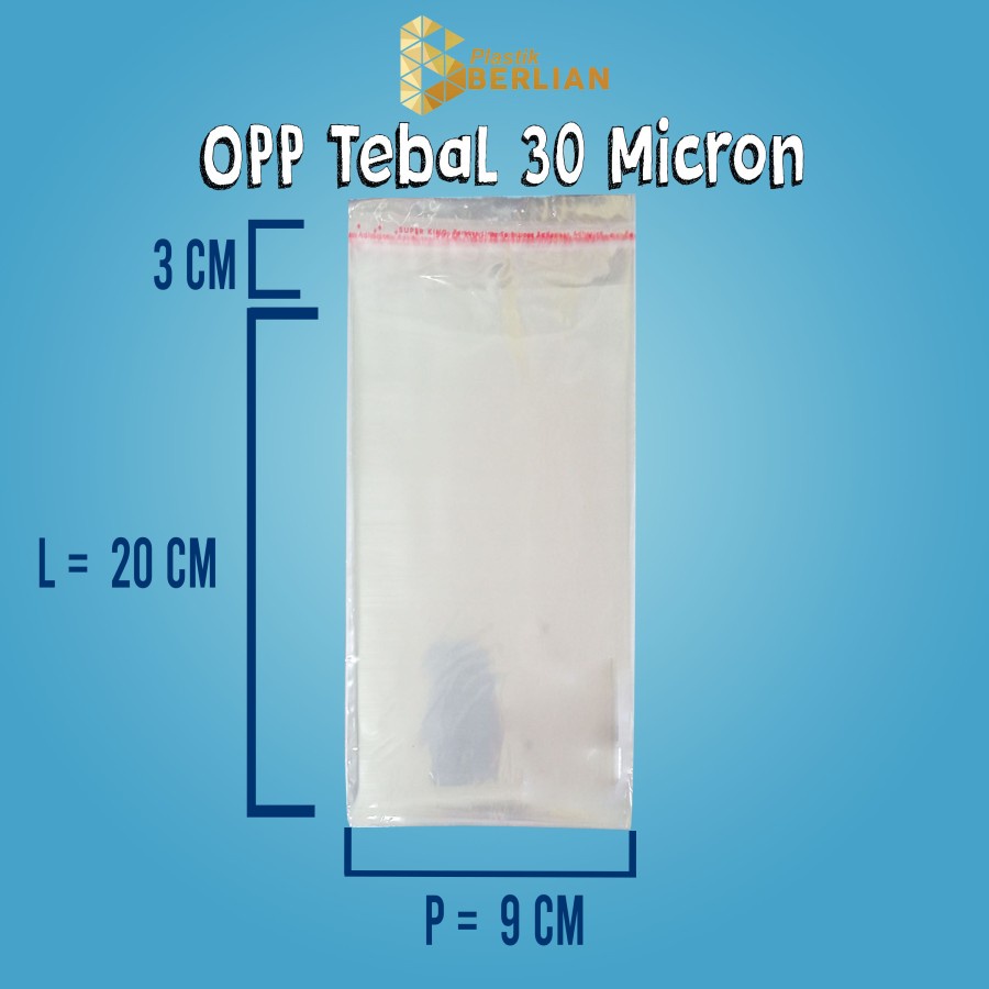 

9 X 20 cm Plastik OPP TEBAL 30 MICRON (100 lbr)