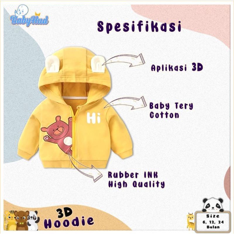 Afsheenastore Sweater Hoodie Anak Baby Hud 3D