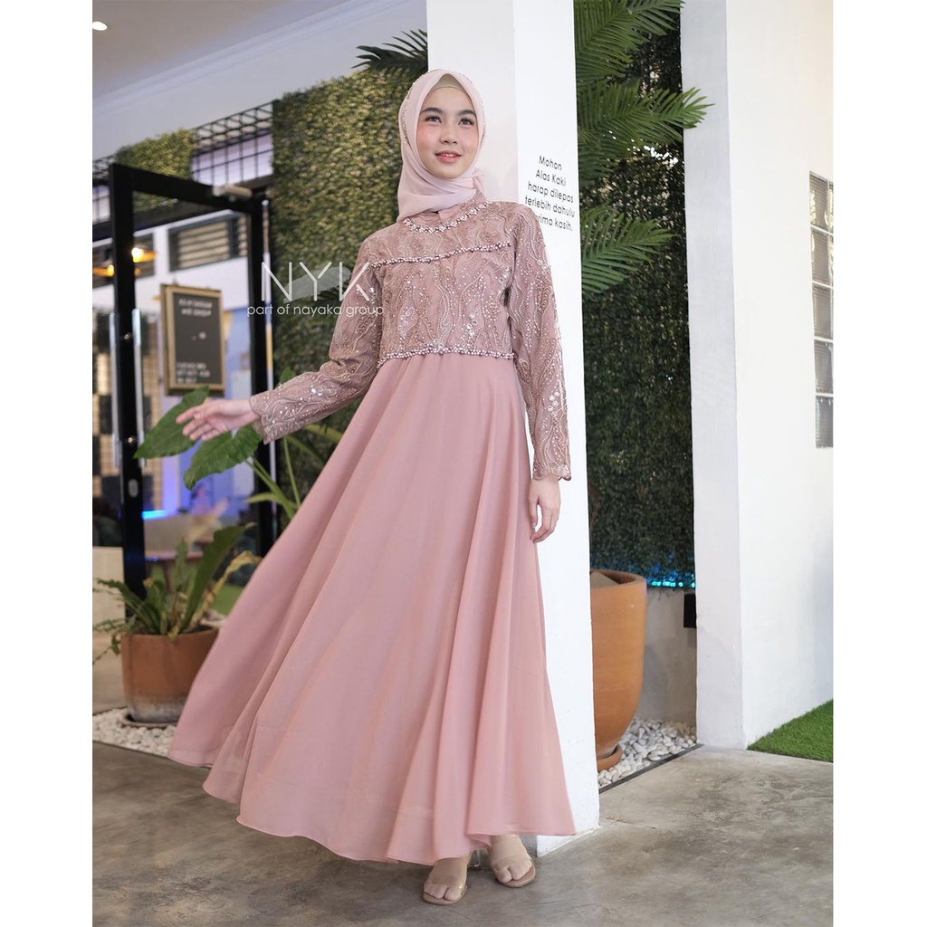 (BISA COD) MAXI DRESS LILIANA - Gamis Lebaran - Long Dress Pesta Terkini - Dress Seragaman Modern - Gamis Bridesmaid - Gamis Lamaran - Maxi Dress Muslim Modern