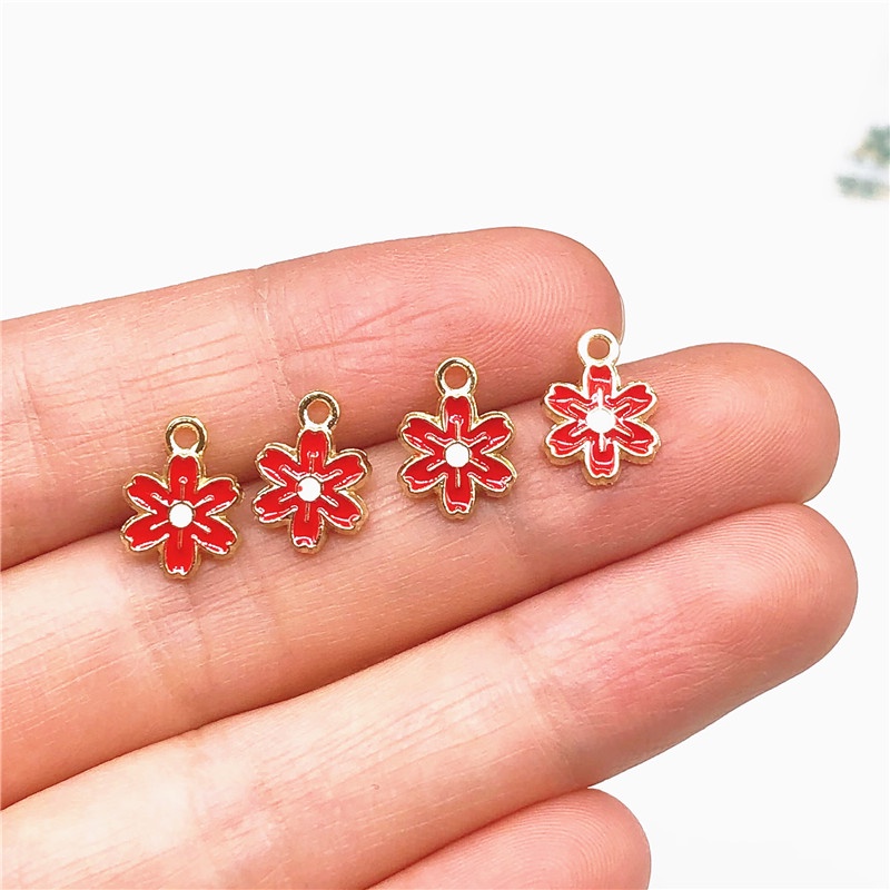 4pcs Liontin Enamel Bentuk Bunga Untuk Gelang Anting Charms