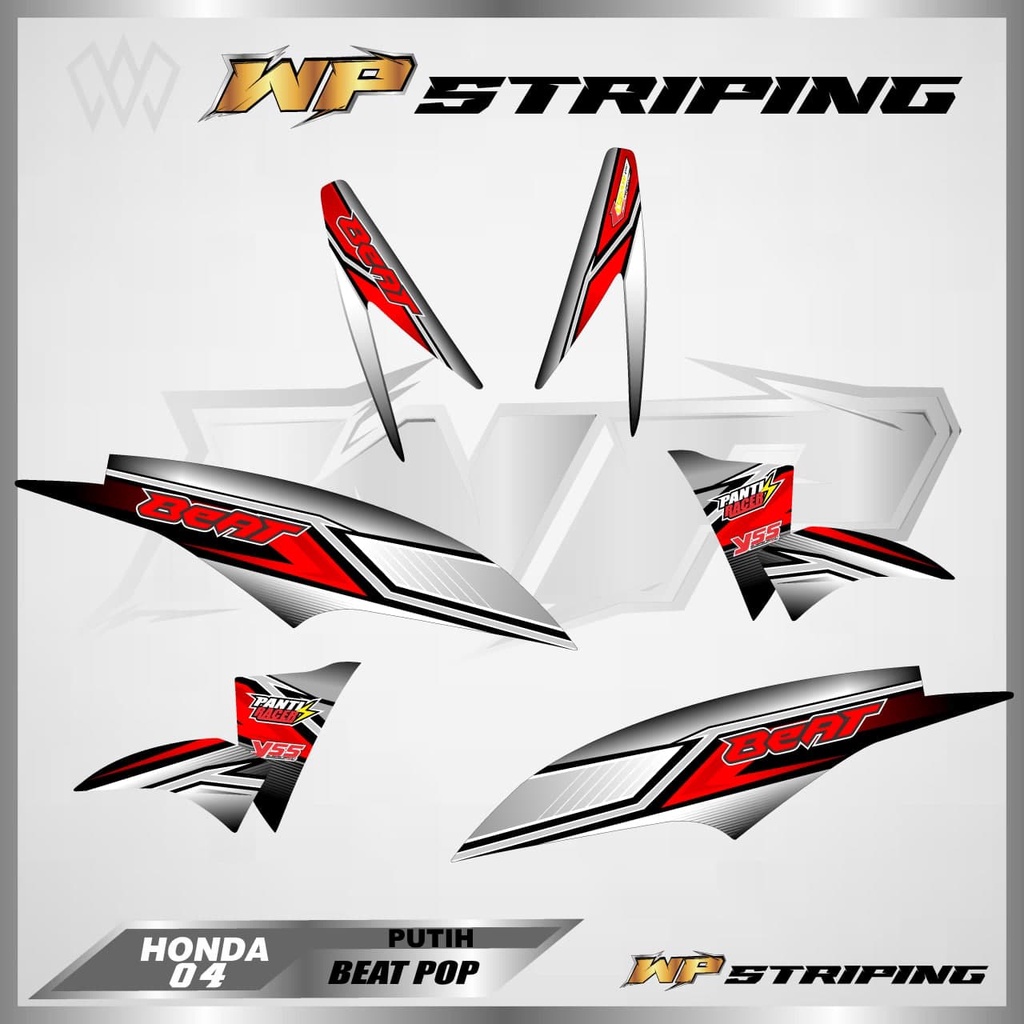 Striping Stiker Variasi Beat Pop - Sticker Skotlet Variasi Lis Motor Honda Beat Pop - Racing 04