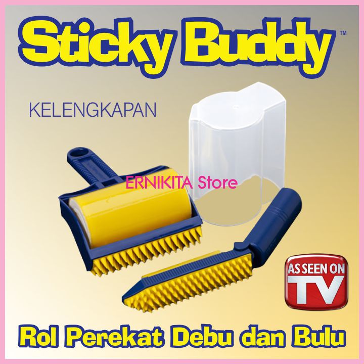 STICKY BUDDY 2 IN 1 - Roller Perekat Debu Bulu di Baju, Sofa &amp; Karpet