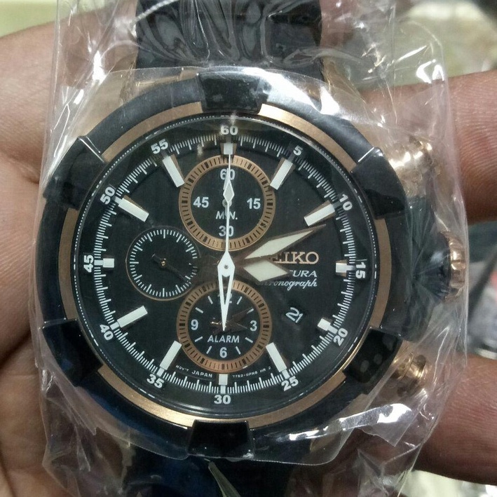 Seiko Velatura SNAF60P1 Rose Gold Chronograph - Jam Tangan Pria SNAF60