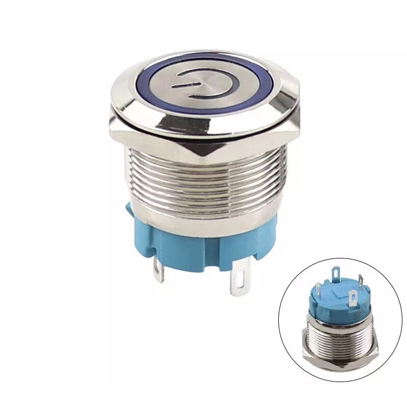 Saklar Latching 12V 24V 220V 22mm Logo Power Self Locking Push Button Switch Waterproof Stainless Steel