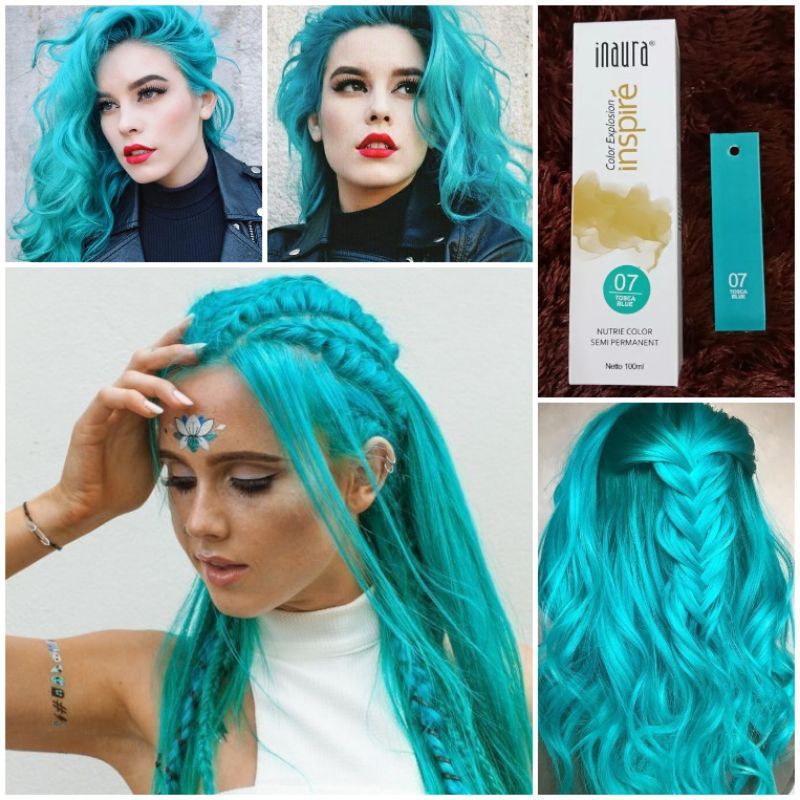 Inaura Color Explosion Inspire 07 Tosca Blue 100ml Cat Rambut Warna Biru Hijau Turquoise Hair Direct