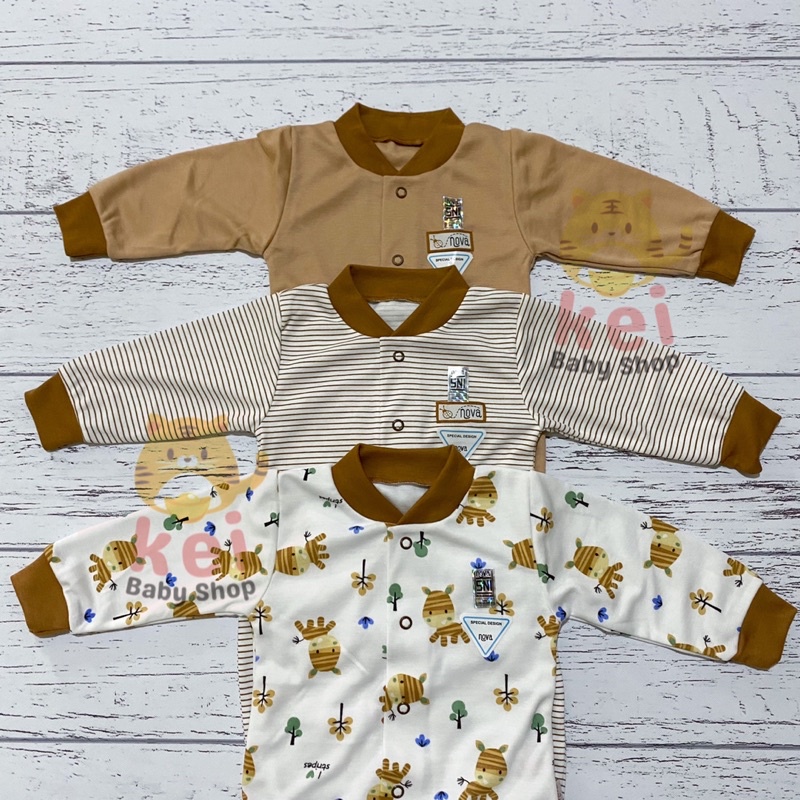 Nova Sleepsuit Bayi Newborn Tutup Kaki Coklat - Piyama Bayi Jumper