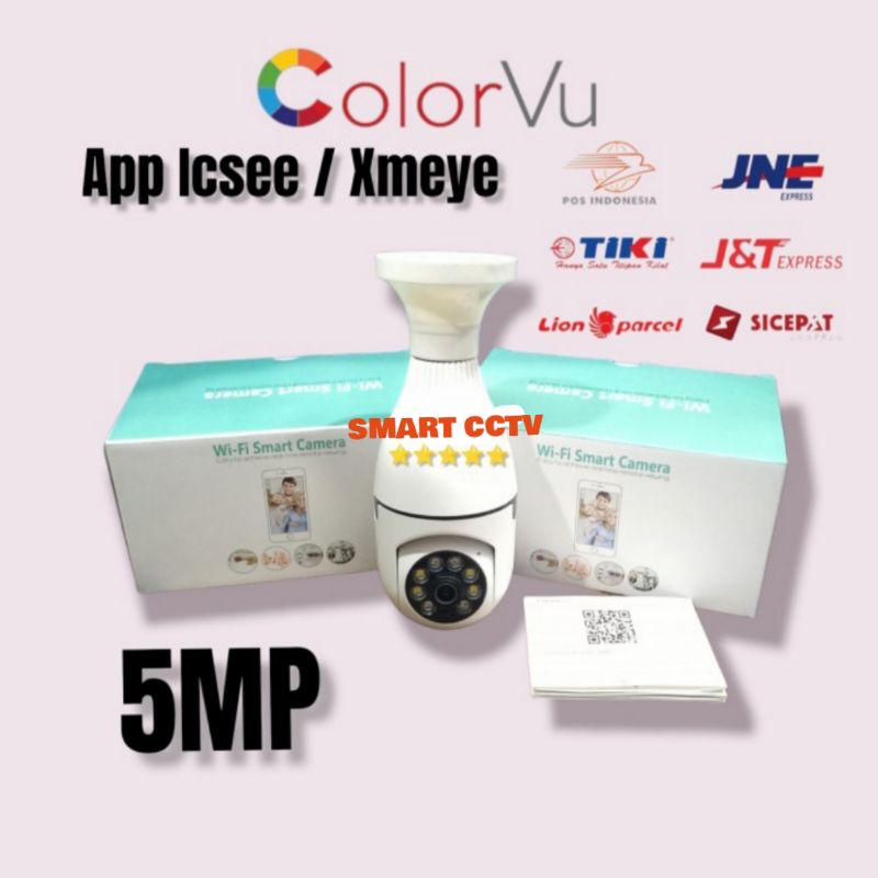 Kamera CCTV Lampu 5MP IP Wireless Panorama FISHEYE 360 Bohlam Bulb / Ip camera wireless bohlam ptz 360 aplikasi ICSee