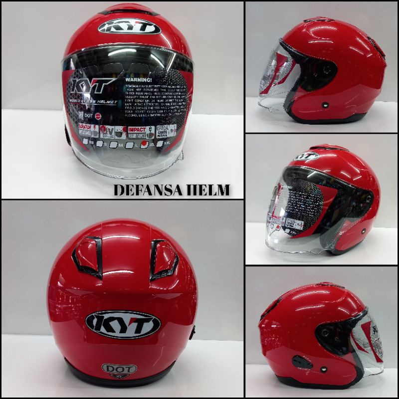 HELM HALF FACE  KYT KYOTO SOLID MERAH GLOSSY