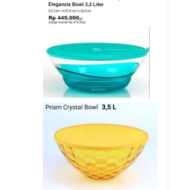 Eleganzia bowl 3,2 L //prism crystal bowl 3,5 L Tupperware