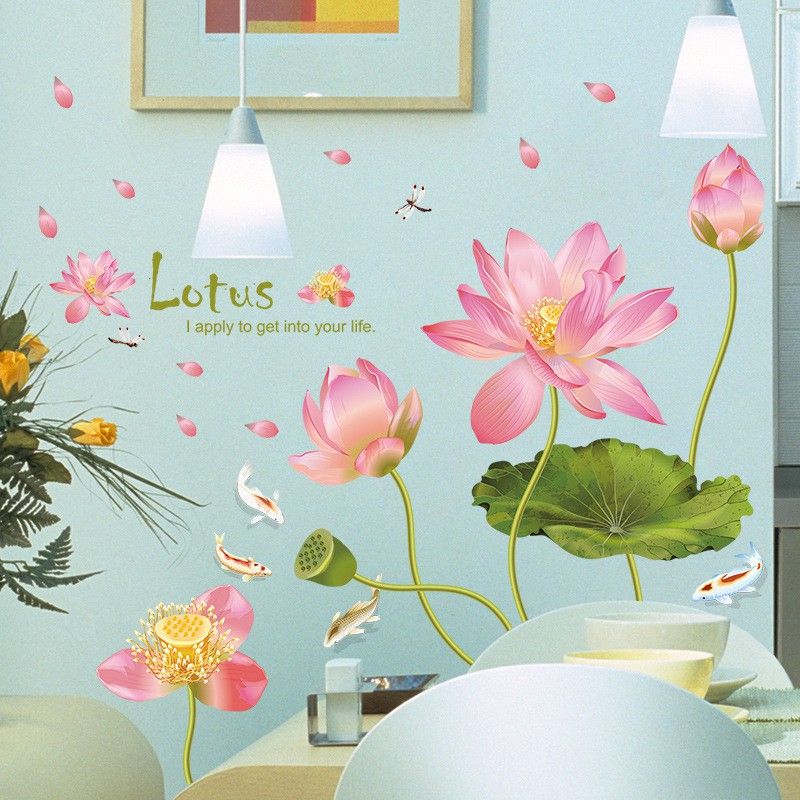 Reliza Wall Sticker Bunga Lotus Flowers Stiker Dinding LDR