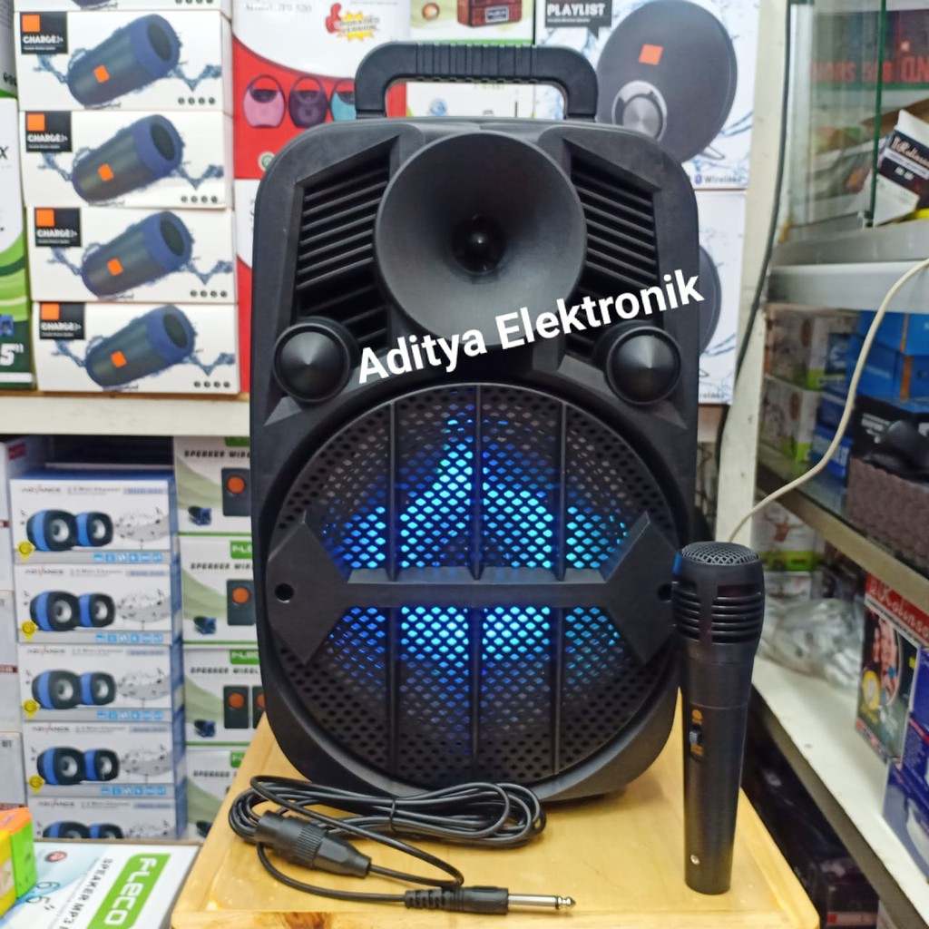 Speaker Bluetooth FLECO F-8603LED/F 8602LED Speaker Portable + BONUS MIC